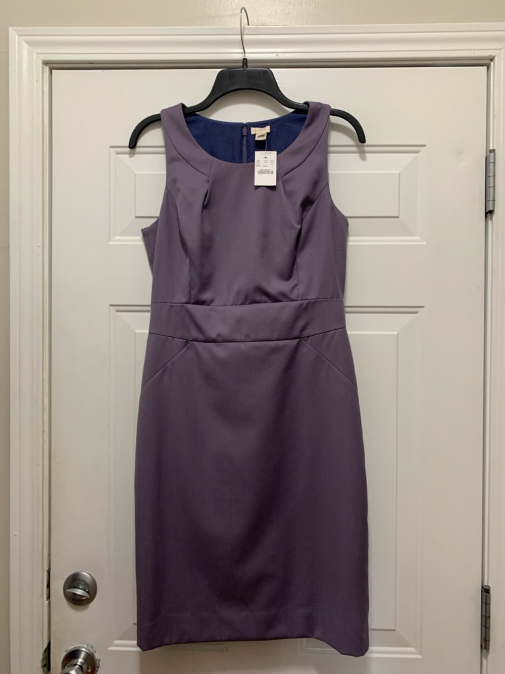 NWT J. Crew Wool Blend Sleeveless Lavender Sheath Dress Size 4
